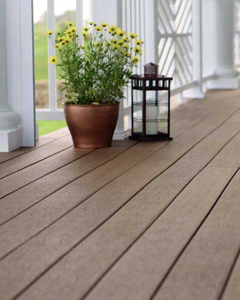 Composite deck with potted flowers