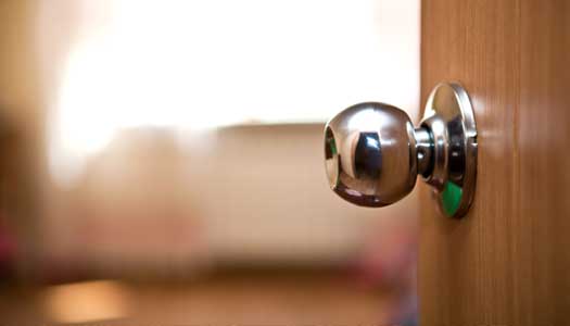 open door with round doorknob 